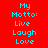 Red background with cyan text reading 'My Motto: Live Laugh Love' in three , where one 's 'Live', another's 'Laugh', and the third's 'Love' are highlighted on pink backgrounds