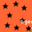 Orange background with scattered black stars and repeated white text fragments reading "&get" in pixelated font.