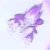 Pixelated purple and white abstract shape with flowing, organic curves against a light gradient background.