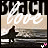 Animated scene with a figure on a beach, ocean waves, and 'love' text; show pink heart icons changing from white to pink