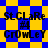 Blue and yellow pixelated background with repeated text "StCLaRe #4 CrOwLeY" in black, alternating between checkered and diamond patterns.