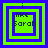 Four identical pixelated icons arranged in a , each displaying "i like Sarah" text within nested square borders of green and blue