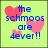 A four- of pixelated text and hearts on a light green background with blue text and pink hearts