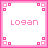 pink-bordered square icons with 'logan' text and star symbols, showing subtle variations in star position across frames