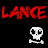 Animated contact sheet of a pixel art icon featuring red text and white skull-and-crossbones symbols on black background, with six frames showing sequential text changes.