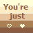 Animated contact sheet of a 48x48 pixel buddy icon showing text-based animation with repeated phrases and heart symbols on striped background.