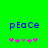 Green background with blue text 'pEaCe' and five pink/purple star-like symbols below, two versions showing different symbol arrangements.