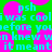 Pixelated cyan text on bright green background with pink circular shapes, displaying partial phrases like 'psh' and 'it meant it meant'.