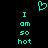 Cyan pixelated text and heart symbol on black background, with identical left and right text