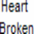 A static image shows a red heart symbol next to the text 'Heart Broken' in stylized, multicolored block letters on white background.