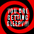Four identical red and black spiral patterns with white text reading "YOU ARE GETTING SLEEPY!!!" arranged in a