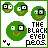 Green pixelated circular icons with black square eyes and orange smiles, arranged in a with text "THE BLACK EYED PEAS" below