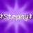 Pixelated purple starburst background with white text reading "#Stephy#" centered horizontally.
