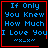 Four identical pixelated display blue text on black background with red borders, each containing a small heart or star symbol