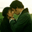 A pixelated image of two people embracing, with green background and text reading 'You have bewitched my body and soul and I love love' on the right.