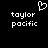 Pixelated white text 'taylor pacific' appears twice on a black background with a pixelated heart symbol above the left text block.