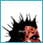 Pixelated image of a person with spiky black hair and reddish-brown skin, showing two sequential poses against white background.