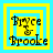 Four identical pixelated icons display 'Bryce & Brooke' text within nested yellow and cyan squares, each icon showing a different background color arrangement.