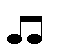 Black musical eighth notes on light gray background, animated sequence showing note head rotation and stem movement across frames.
