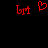 Red pixelated text 'Lm' on black background with a red heart symbol between two instances of the text.