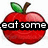 Red apple with green leaves and brown stem, each frame displays a segment of the phrase 'eat some apples! makes you feel better' in black text with white outline.