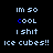 Animated contact sheet showing five frames of a pixelated text-based buddy icon with changing letter colors and repeated phrases on black background.
