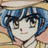 A 48x48 pixel buddy icon featuring a blue-haired anime character on the left and text elements on the right, with visible dithering and low-resolution rendering artifacts.