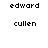 Pixelated text alternate between 'edward' and 'cullen' on a white background with no visible animation changes