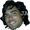 seven identical cartoon-style head portraits with varying mouth expressions, each labeled 'JA' in white text on a gray background