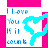 Pixelated icon with blue text reading 'I love you if it count' on white background, framed by pink checkered border and cyan heart outline.