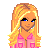 Pixel art contact sheet showing a blonde female character in pink and blue attire with 'Baby Cakes' text, arranged as 3x2 grid of sampled animation frames.