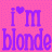 Pixelated pink background with purple text reading "i'm what's your blonde excuse?" featuring heart symbols replacing the apostrophe in "i'm" and the 's' in "what's", displayed as a single frame of an animated contact sheet.