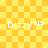 Yellow checkered background with four identical white text instances reading "Dizzy?!?" arranged in a