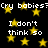 Black background with yellow stars and repeated white text reading "Cry babies? I don't think so" in pixelated font.