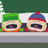 Pixelated cartoon character with green hair and blue-red hat alternates between two poses on a dark background.