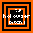 Four orange and black square frames with pixelated text reading "its halloween bitch!!" arranged in a , each frame showing different nested border configurations