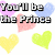 Pixelated heart-shaped icons in pastel colors surround text reading "You'll be the Prince And I'll be the Princess It's a love story baby just say yes" on white background.