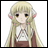 Pixelated anime-style character with blonde hair and pink ear details on left, next to pixelated text "Anime IM" above smaller "c0m" on black background.