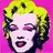 Pixelated portrait of a person with blonde hair styled in waves, closed eyes, and a smiling mouth against a solid pink background.