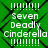 Green background with black chain-link pattern, white text "Seven Deadly Cinderella" repeated in two above and below horizontal lines of exclamation marks