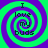 Four identical spiral patterns with alternating green and purple rings, each containing the text "I love my buds" in black pixelated font.