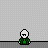 A 4x3 contact sheet of a pixel art animation featuring a green-shirted character with white face, showing sequential speech bubbles and an evil transformation frame against gray background.