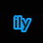 Three distinct blue-outlined text icons on black background with one gray ; top-left 'ily', top-right 'ccy', bottom-left 'forev<3' in pixelated font
