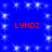 Blue background with white star-like sparkles and four red "LYNDZ" text blocks arranged in a pattern