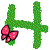 Green pixelated H-shaped structure with pink butterfly-like objects in various positions across observations.