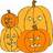 Two pixelated orange pumpkins with carved faces, one large in the foreground and one smaller behind it, both featuring triangular eyes and mouths.