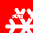 White snowflake-shaped icons on a red background with pixelated text elements above each snowflake.