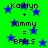 Green background with blue stars and black text reading 'Kaitlyn + Kimmy = BFFLS' repeated twice in a