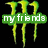 Green claw marks with dripping effect overlay text reading 'my friends are my adrenalin rush' on black background.