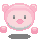 Pixelated pink character with bear ears, round face, and small nose in various expressions including neutral, sad, and smiling.